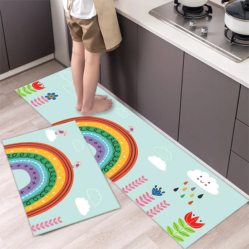 

Fashionable Simple Nordic StyleWaterproof Kitchen Floor Mat Household Carpet Long Strip Door Mat Modern Home Decor