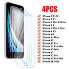 4 шт., прозрачное защитное стекло на iPhone 13, 12, 11 Pro Max, X, 13, 12 Pro, 12 Mini, 7, 8, 6 Plus, SE 2020