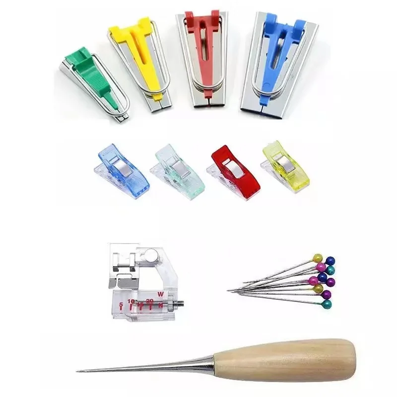

Tape Maker Edging Device Edging Cloth Strip Sool Edging Clip Tape Maker Set Patchwork Manual Edging Pull Tube