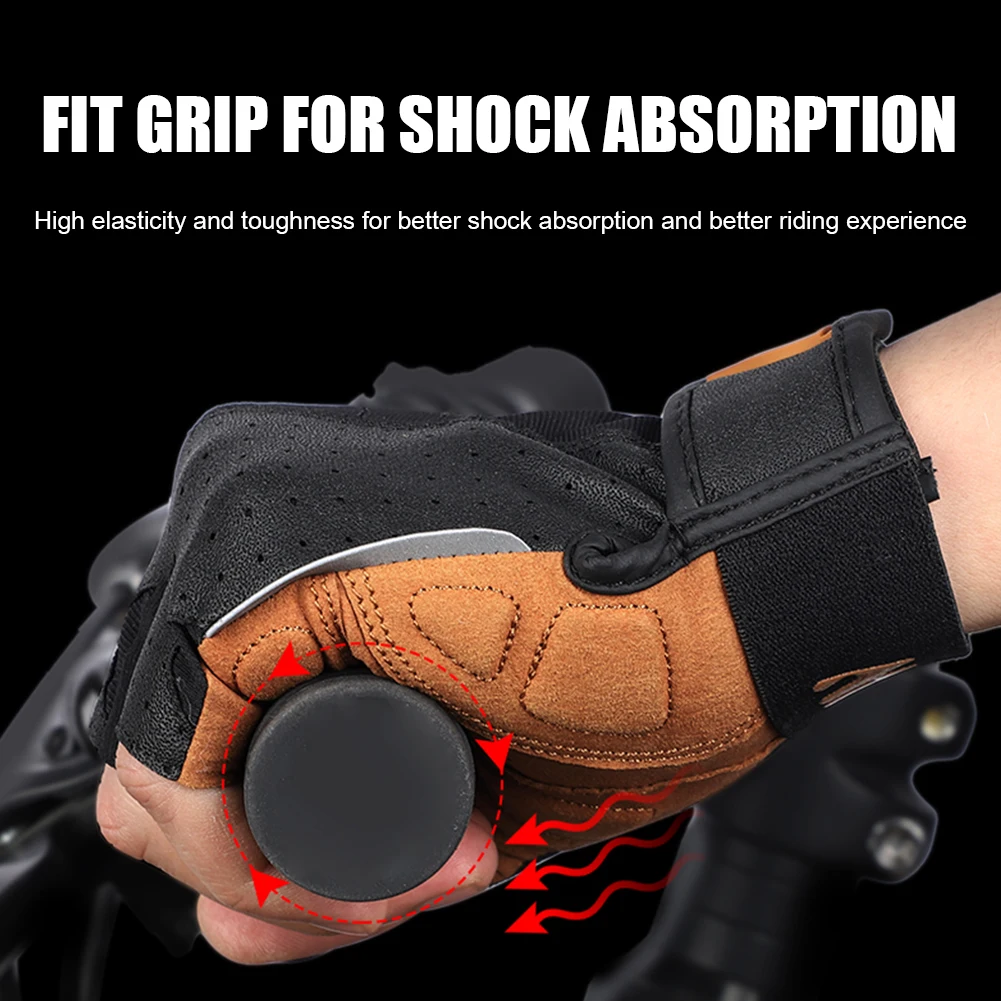 

Motorcycle Gloves Half Finger Cycling Gloves Breathable Anti Slip Anti-shock Bike Bicycle Motorcycle Sports Protective Gloves
