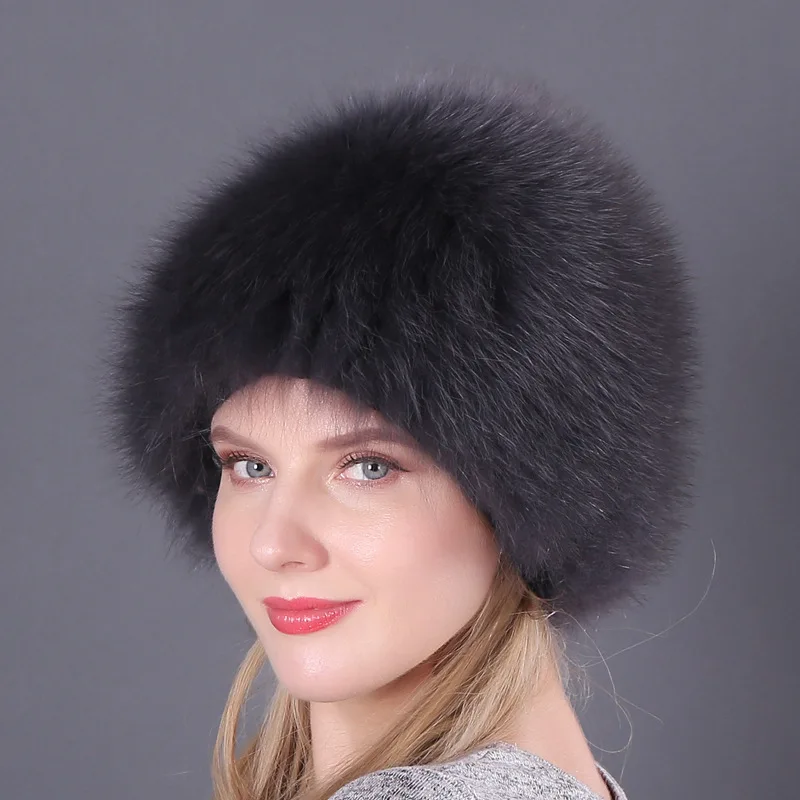 HT3281 Women Winter Hat Thick Warm Real Fur Hat Lady Winter Russian Bomber Hat Female Snow Ski Cap Women Russian Ushanka Fur Hat