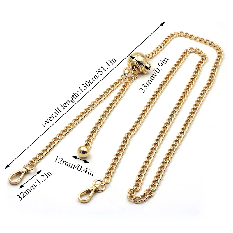Fashion Adjustable Gold Bead Ball Bag Chain Metal Chain All-match Bag Accessories Bag Strap Transfer Bead Chain Bag Chain
