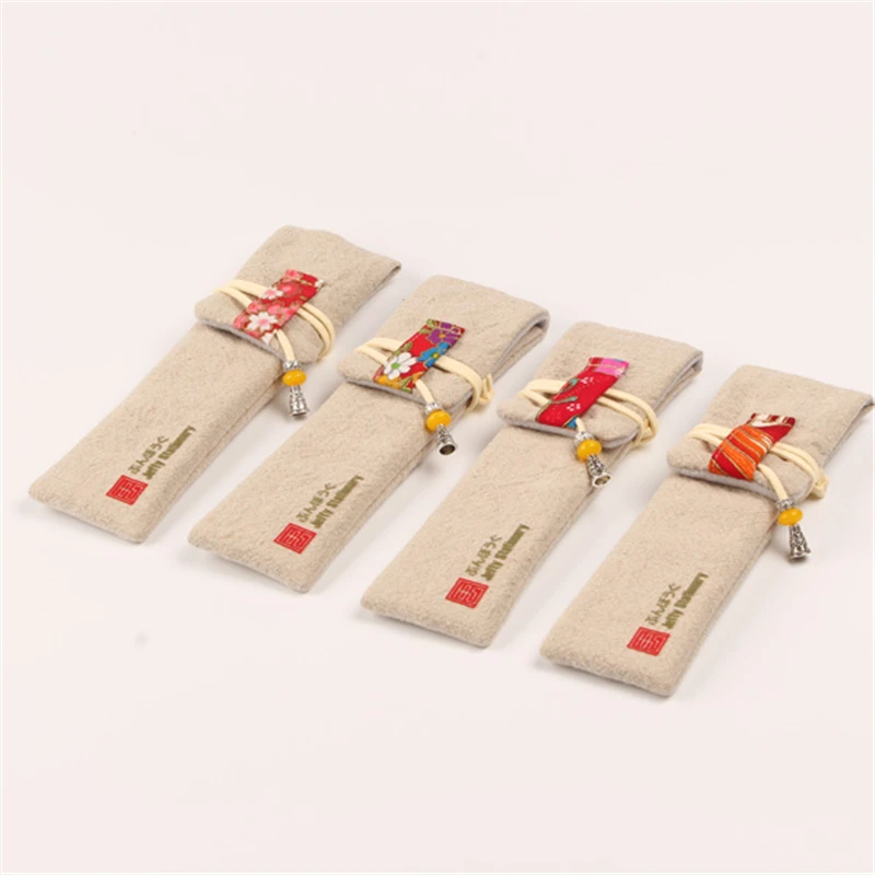 1 шт. ручной работы Одноцветный пеньковый пенал для хранения пеналы ручек сумочка