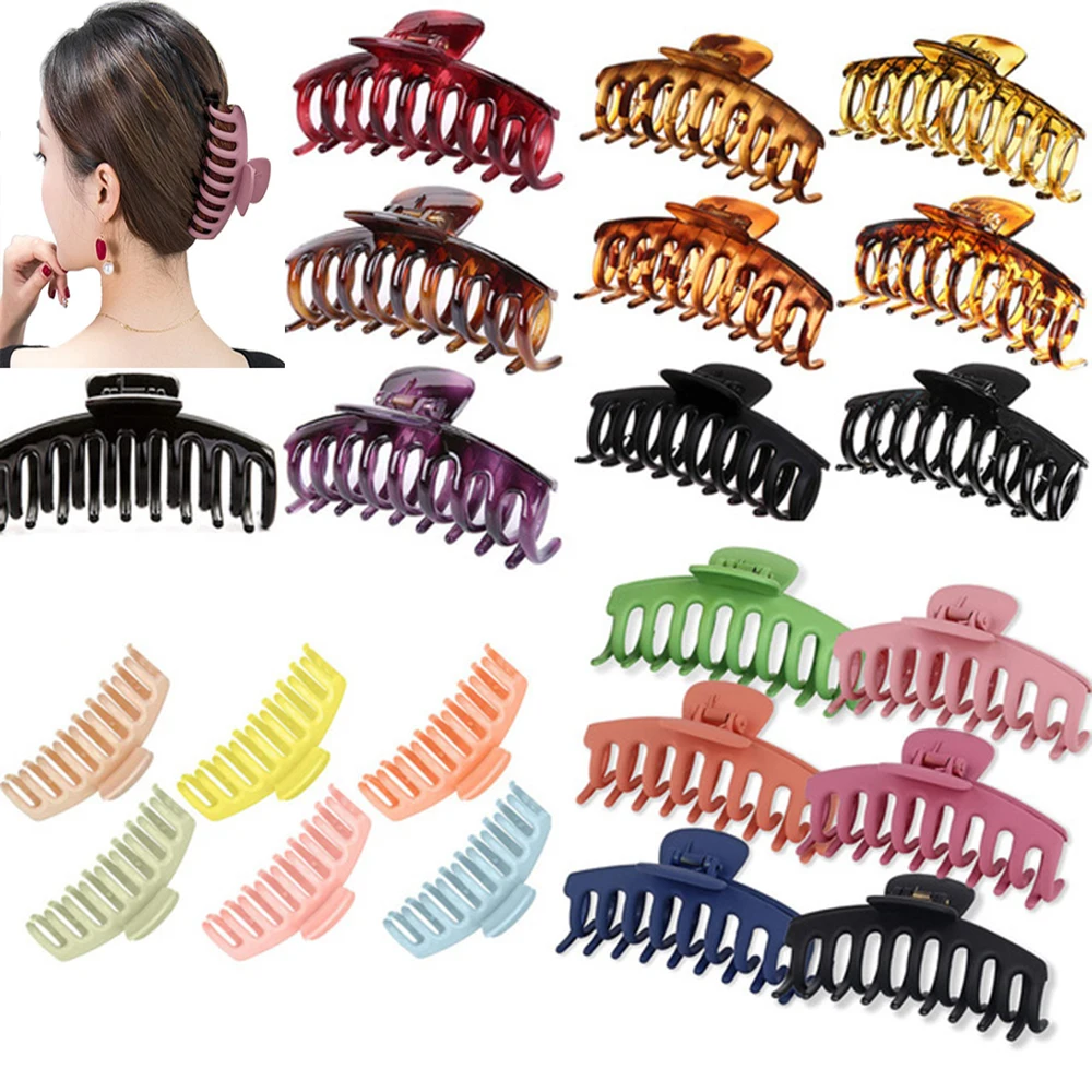 

Fashion Women Girls Solid Color Claw Clip Large Barrette Crab Hair Claws Bath Clip Ponytail Clip Hair Accessories Gift