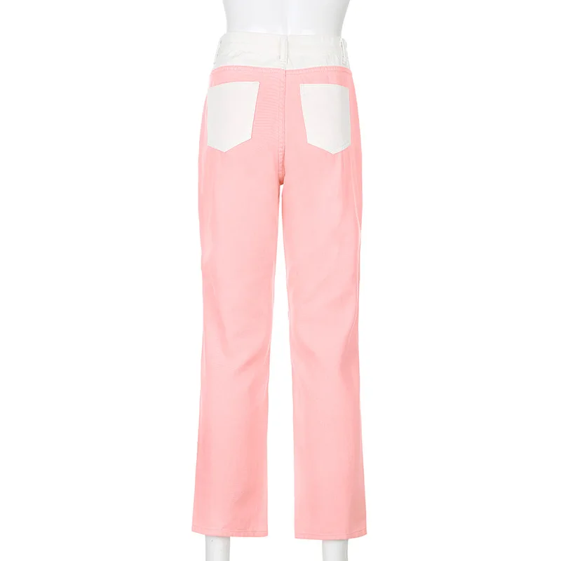 

Patchwork Plus Size Patch Jeans High Waist Washed Boyfriend Pocket Trouser Streetwear Ladies Denim Pants Botte Femme Hiver 2020