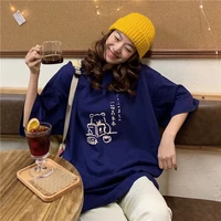 2021 summer short sleeved t shirt womens ins tide korean version of loose bf harajuku style port flavor chic retro clothes
