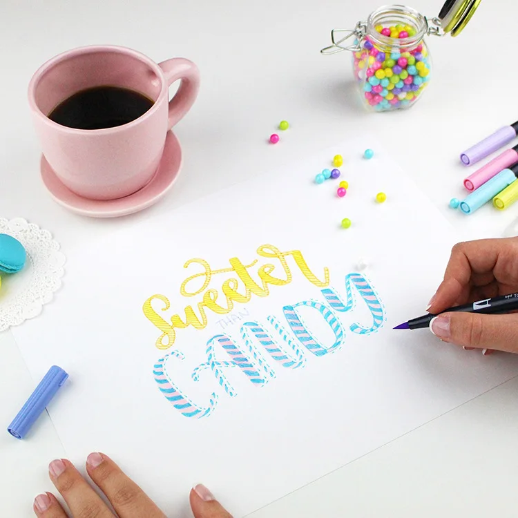 Tombow Abt 96/108 цветов Двойная ручка-кисть для каллиграфии художественный маркер с Подставкой Мягкий акварельный рисунок смешивание окрашивание товары для рукоделия