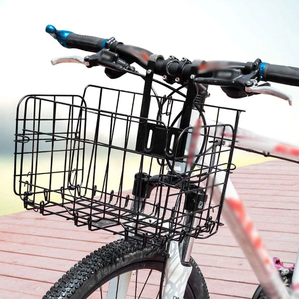 

Foldable Bicycle Bike Basket Front Rear Metal Carrier Storage Hanging Holder Spring folding basket portable