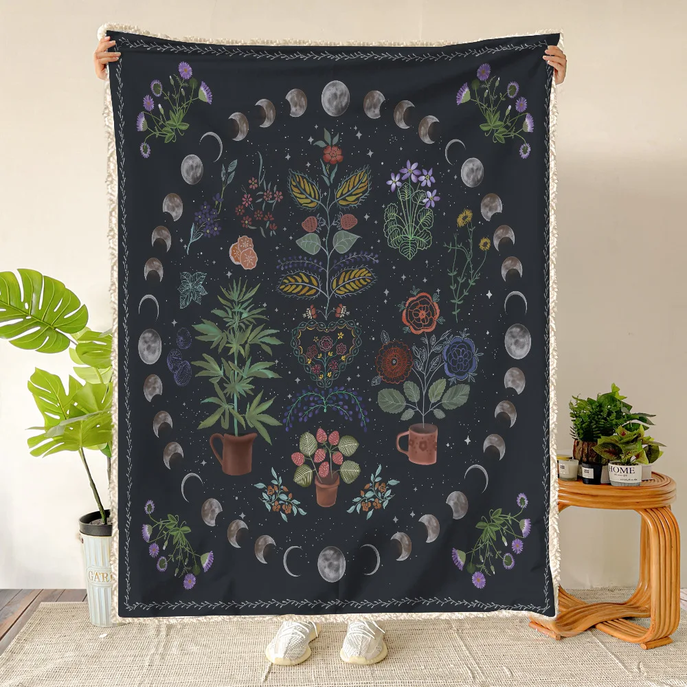 

Плюшевое одеяло с цветочным 3D принтом и символами, шерпа, флисовое покрывало, одеяло, винтажное постельное белье, квадратное шерстяное мягк...