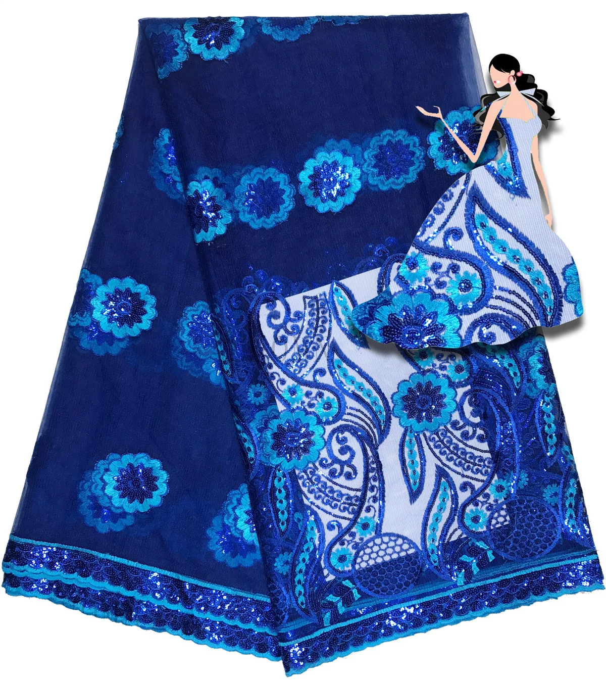 

Африканская кружевная ткань с блестками 450*135 см 2018 Горячая ткань с блестками Высокое качество тюль с блестками кружевная ткань для вечерних...