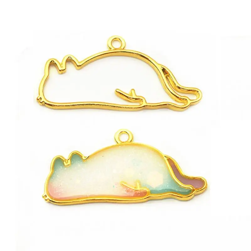 

9Pcs Naughty Cat Daily Life Blank Frame Pendant Bezel Setting UV Resin Jewelry