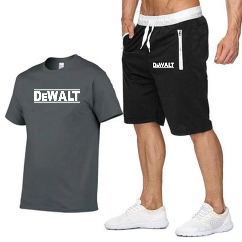 

Men's Sports T-shirt and Shorts Set High Quality Cotton T-shirt Running Sports Training Set New Arrival 2021