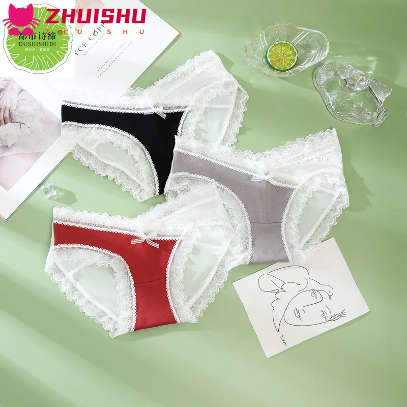 

Легкие дышащие сексуальные подходящие цвета сетчатые трусики ZHUISHU для девочек романтичное кружевное нижнее белье прозрачные Соблазнитель...