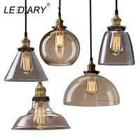lediary vintage glass pendant lamp 110 240v e27 ceiling clear amber glass lights nordic hanging lamp kitchen fixture luminaire