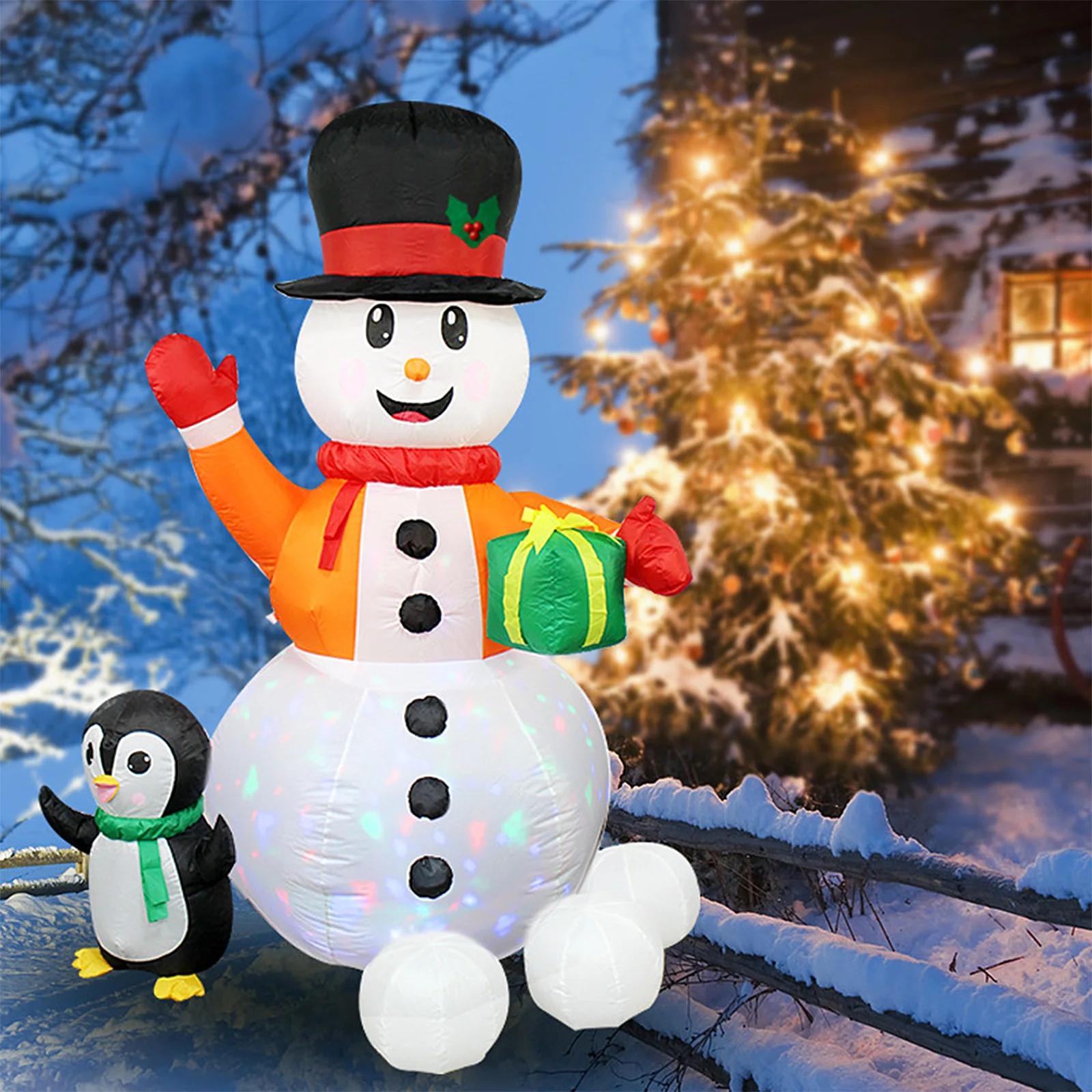 

Рождественский снеговик, надувные светящиеся украшения с фонарями, садовые уличные праздничные Вечеринки, разноцветные огни, украшение «с...