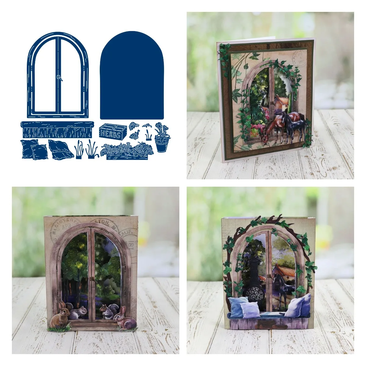 

Windows and potted plants Metal Cutting Die Scrapbook Embossed Paper Card Album Craft Template Cut Die Stencils New 2021 Arrive