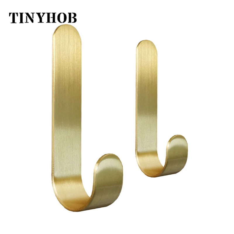 Простой J крючок из твердой латуни вешалка для одежды пальто и шапок настенный