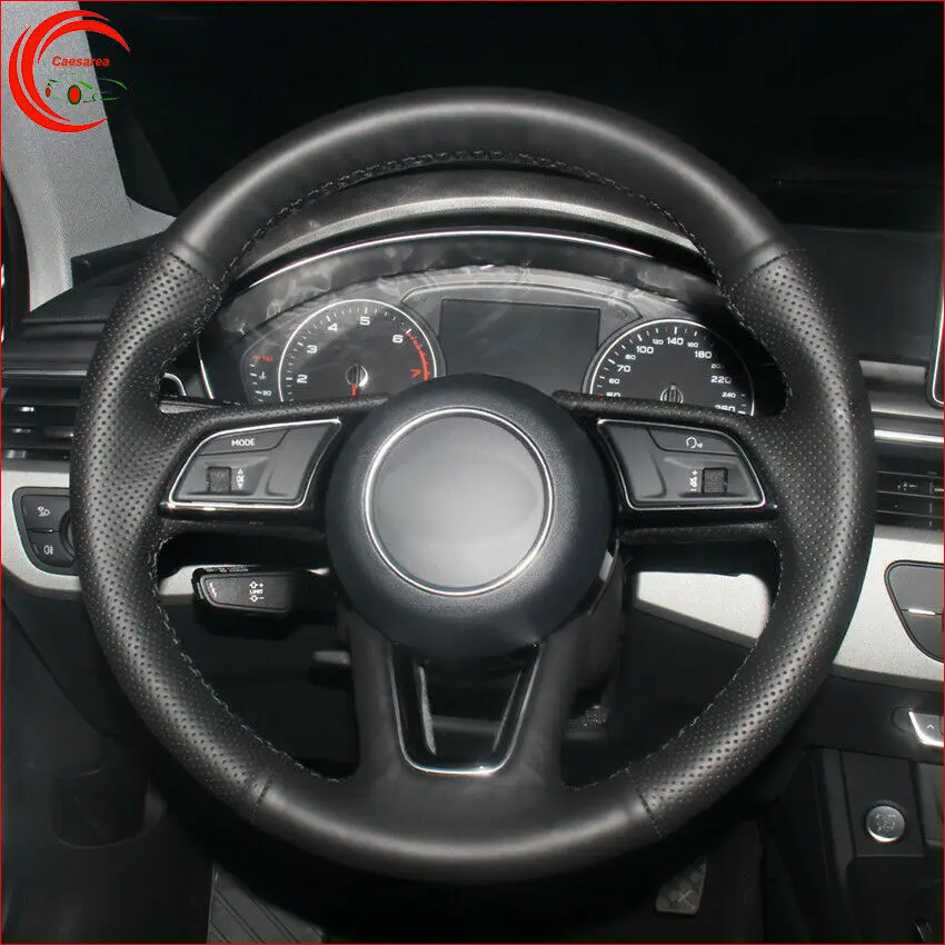 

Hand-stitched Black Leather Car Steering Wheel Cover For Audi A1 A3 A4 A5 Q2