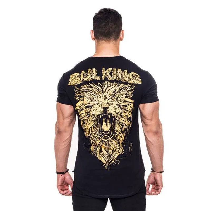 

Mens Tshirts Summer Black T Shirt Animal Print T Shirt Gym Fitness Training Clothing Moda Masculina Ropa Hombre Casual Male Tops