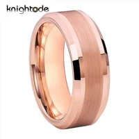 6mm 8mm high quality rose gold wedding band for men women tungsten carbide engagement rings center brushed bevel edges polished
