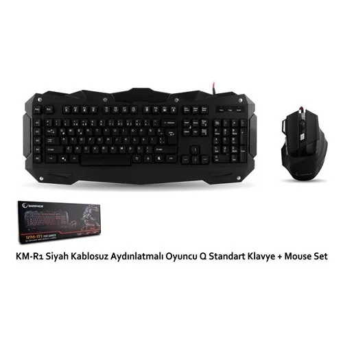 Rampage KM-R1 Black Wired Backlit Standard OyuncuKlavye Mouse Set (14245)