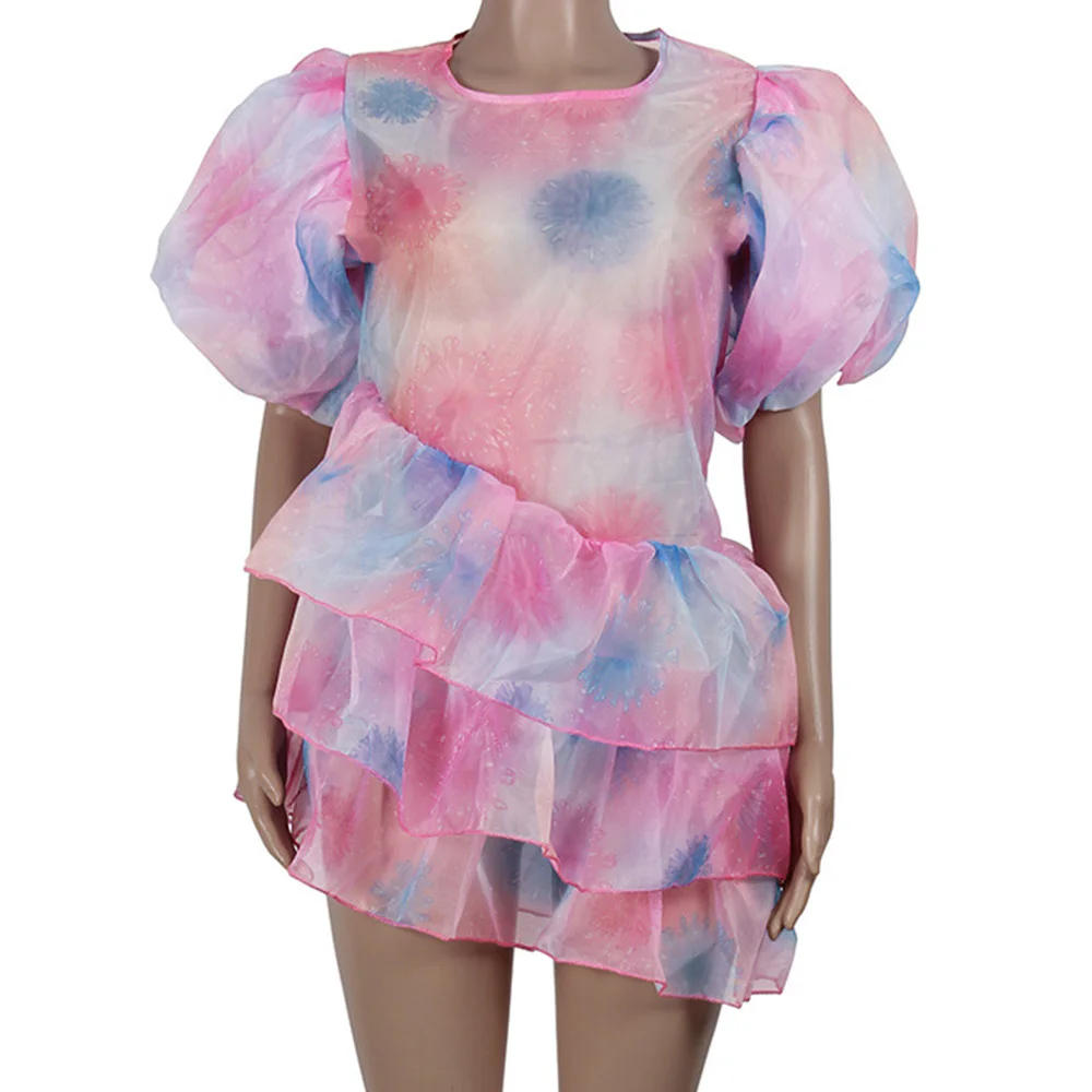 Сексуальный прозрачный розовый галстук краситель оборки топы и блузки винтажные