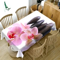 european round 3d tablecloth pink flowers stone raindrops table cloth washable cloth fabric rectangular table cover home decor