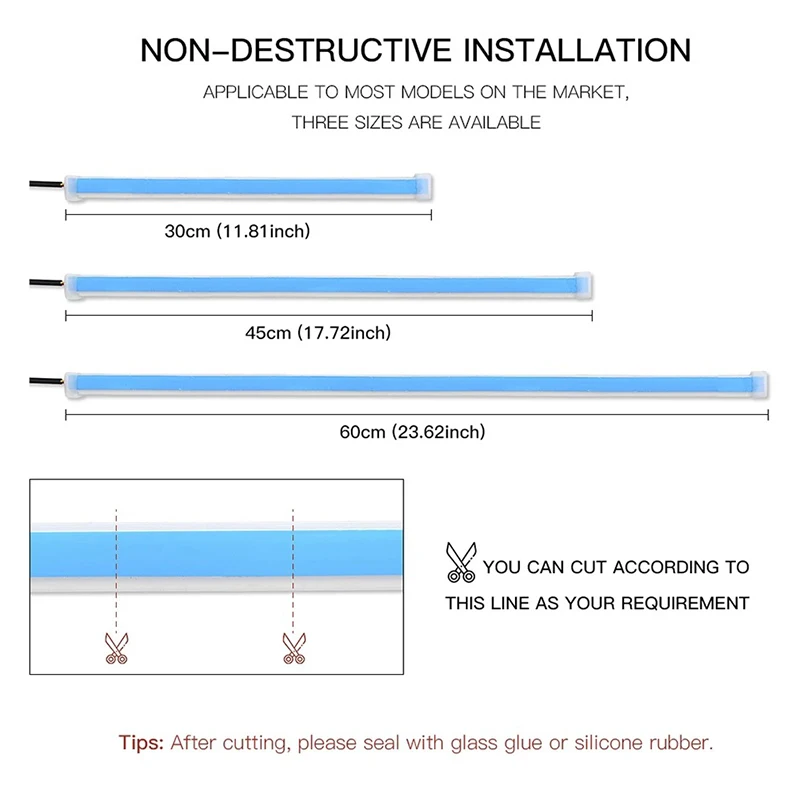 

12 В Автомобильная светильник ная лента DRL дневные ходовые огни Гибкие светодиодсветодиодный автомобисветильник фары поверхность декорати...