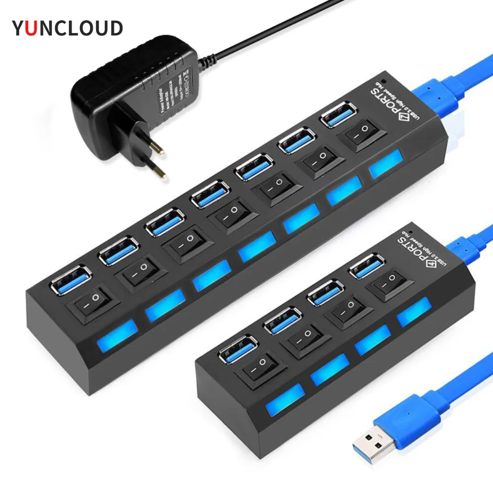 

USB 3,0 концентратор 3 0 концентратор Мульти USB разветвитель 4/7 портов расширитель несколько USB 2,0 Hab адаптер питания USB3.0 концентратор с переключ...
