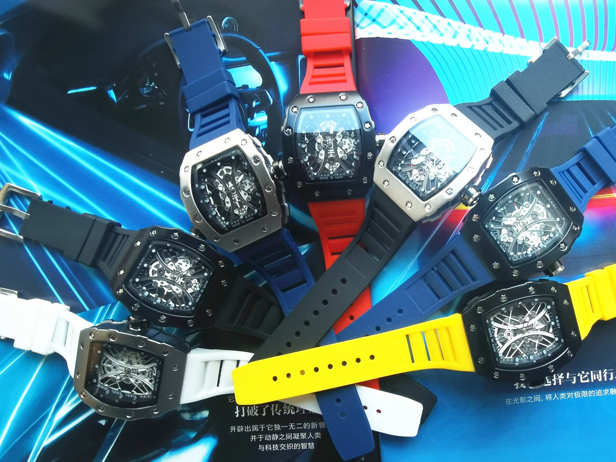 

Real Photo Men's Sport Quartz Watch Richard Watch Same Design Luminous Fashion Rubber Watchband Not Automatic Mechanical Watches