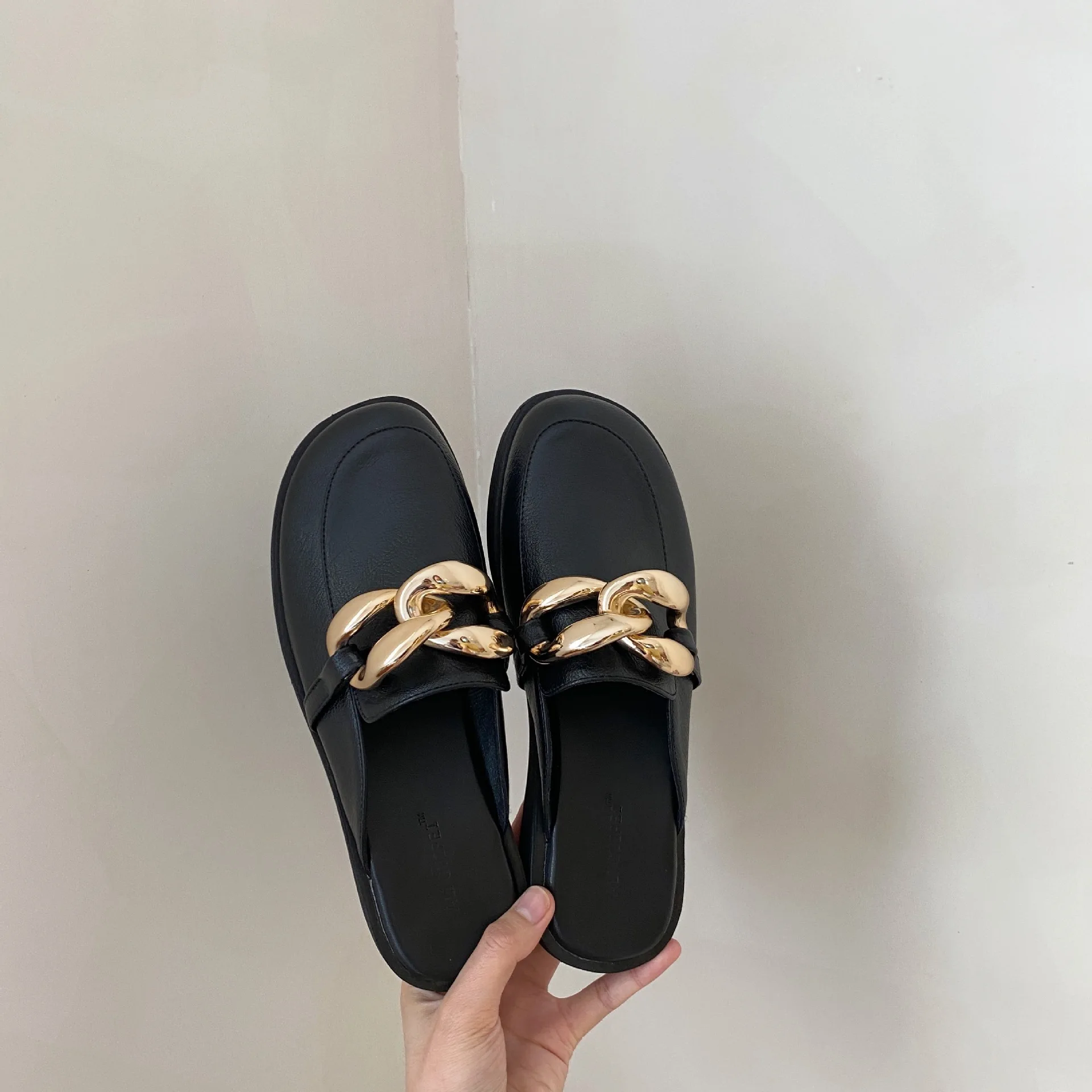 

Shoes Ladies' Slippers Loafers Mules For Women 2021 Pantofle Low Cover Toe Flat New Rubber Hoof Heels Slides Basic Sewing Fabric