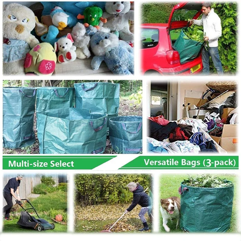 3 упаковки 32 галлона мешки для отходов сада многоразовые в форме листьев