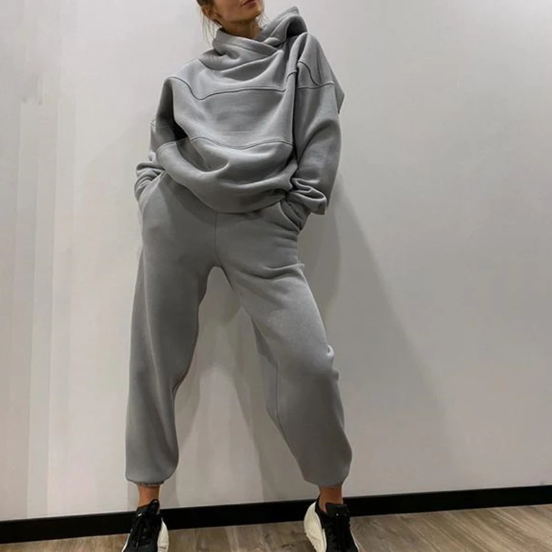 

Soild Fleece Vetement Femme Turtleneck 2pcs Casual Two Piece Women Sets Home Lounge Wear Pullover Sweatsuit Conjuntos De Mujer