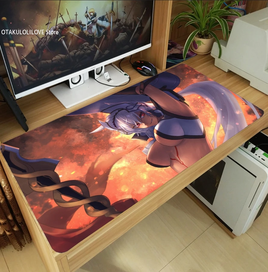 

Коврик для мыши в стиле аниме Fate/Grand Order, большой плотный коврик для ПК, ноутбука, клавиатуры, стола, Противоскользящий коврик для игры