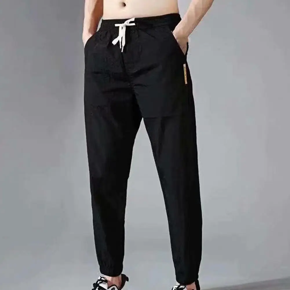 

Men Pants Plus Size Solid Drawstring Summer Ankle Tied Pockets Trousers Sports Fitness Jogger Trousers Sweatpants ropa hombre
