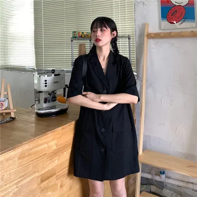 Show thin double-breasted suit dress summer 2020 new loose show thin temperament Yamamoto suit dress cool