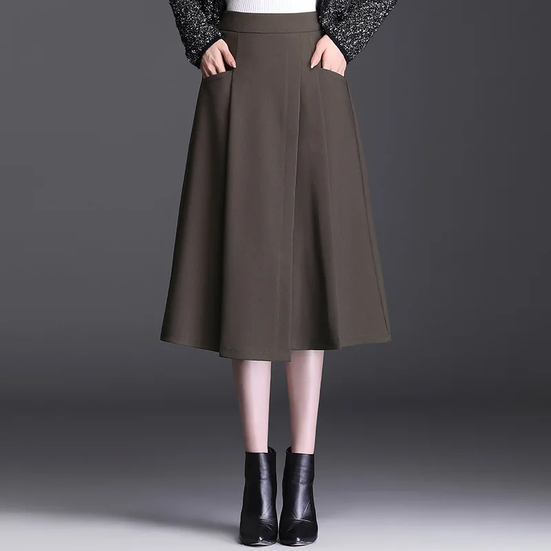 

Женская ассиметричная юбка-трапеция, свободная элегантная офисная юбка средней длины с высокой талией, модель 5522 в Корейском стиле на осень...