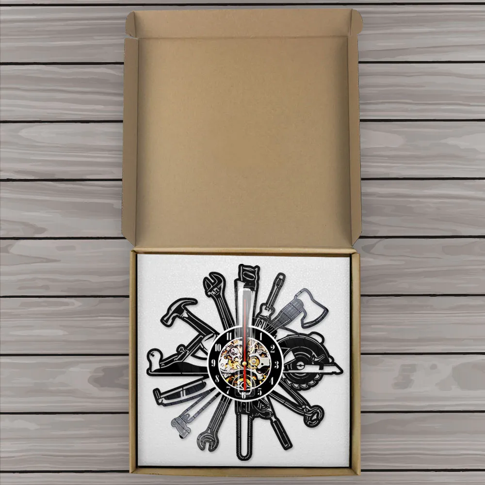 Столярные инструменты Виниловая пластинка настенные часы гаражные Часы