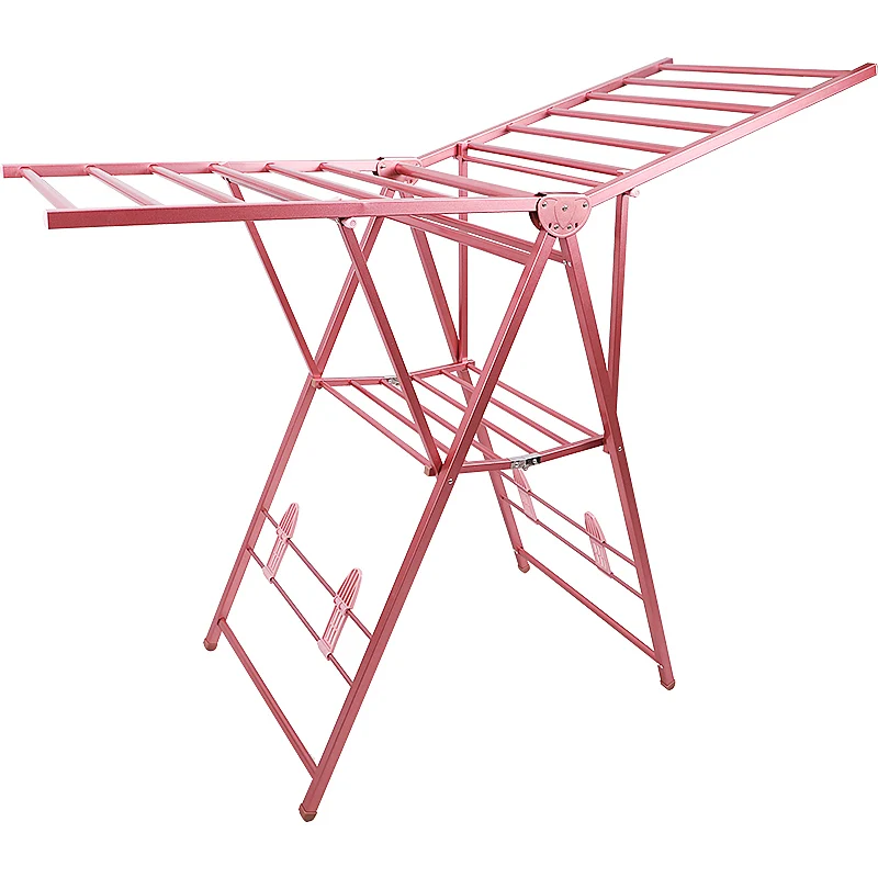 

Floor aluminum alloy drying rack folding indoor balcony household airfoil mobile simple baby quilt drying rack