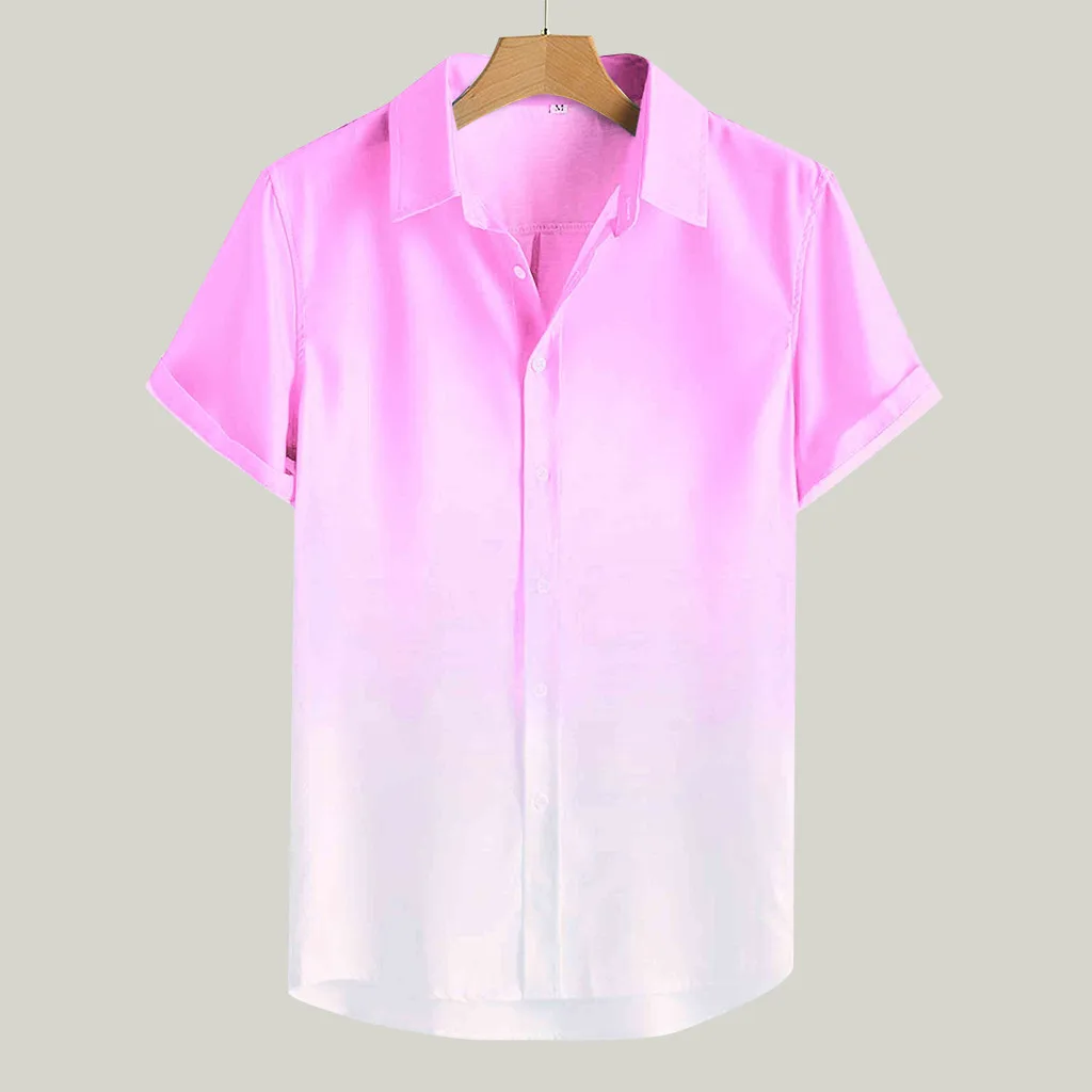 Мужские рубашки 2021 летняя рубашка с коротким рукавом и градиентным принтом