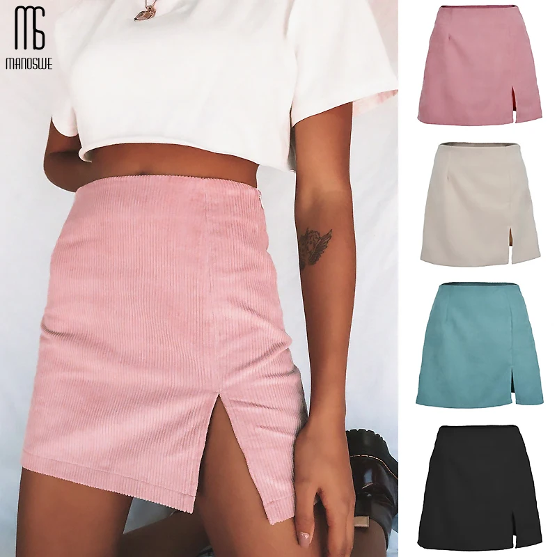 Женская Вельветовая юбка с высокой талией Manoswe однотонная эластичная мини-юбка
