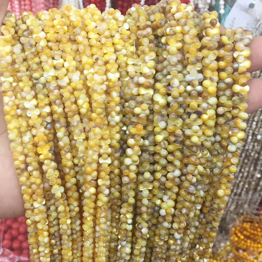 Коричнево-желтые свободные бусины из раковины трохуса в форме арахиса Yanqi для изготовления украшений DIY - браслетов и ожерелий.