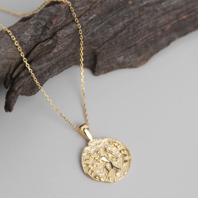 

Silvology 925 Sterling Silver 60CM Roman Lion Pendant Necklace Relief Sweater Chain Long Necklace for Women 925 Festival Jewelry