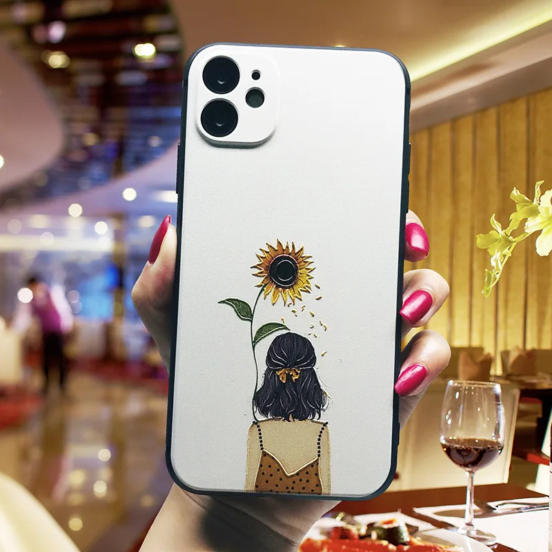 Embossed Silicone Simple Phone Case for IPhone 6 6s 7 8 Plus X XR XS Max Fashion Character Flower Personality 11 | Мобильные