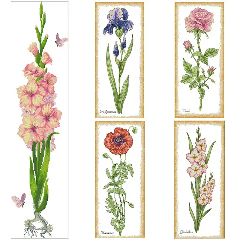 Набор для вышивки крестиком Iris poppy rose gladiolus 11CT 14CT 18CT оптовая продажа | Дом и сад