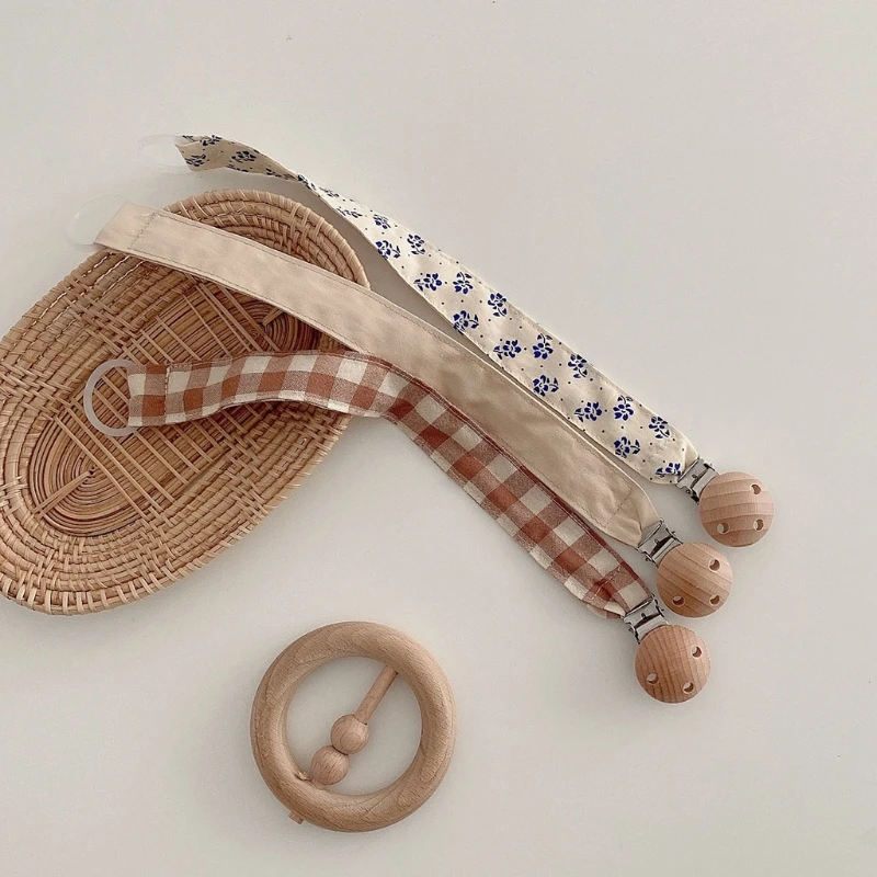 

Newborn Pacifier Chain Printing Cotton Cloth Nipple Holder Leash Strap Belt Soother Nursing Teether Dummy Clip
