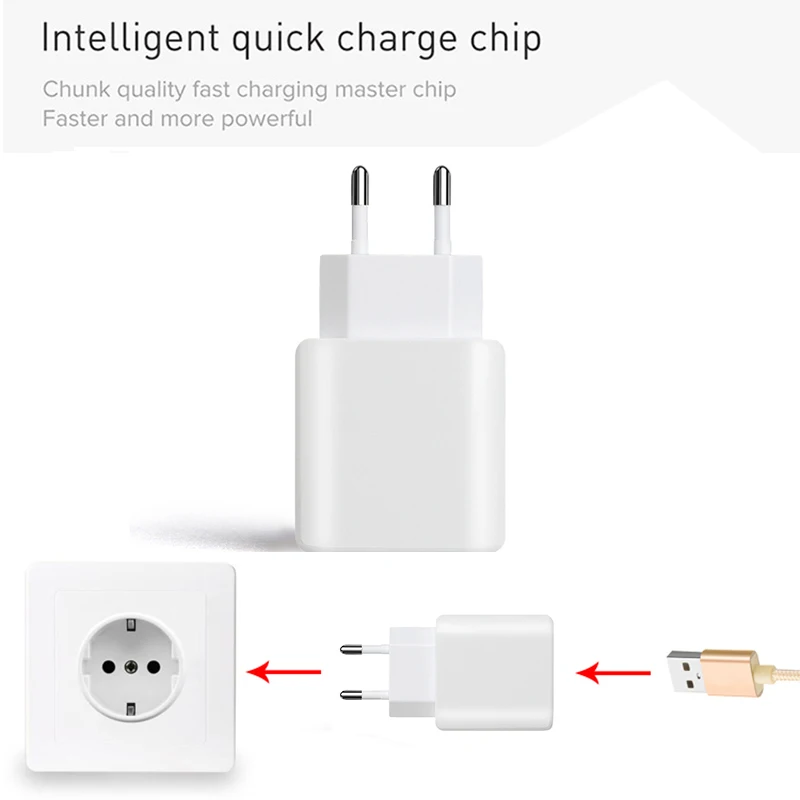 Универсальное сетевое зарядное устройство с USB портом и европейской вилкой 5 В 2 4