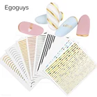 Геометрические 3D Металлические DIY наклейки для дизайна ногтей позолота Золотая Серебряная роза прямая цепочка дуговая лента изогнутая линия полоса наклейка клейкая фольга