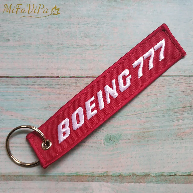 MiFaViPa 1 шт., брелок Боинг 777, новинка, модный брелок для телефона, черный, с вышивкой, красный брелок для летной команды, подарок для авиации