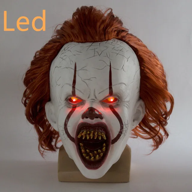 Светодиодный Pennywise страшный клоун Джокер маска страшная Маска Клоун для косплея вечерние маски реквизит Стивен Кинг это Маска Клоун для косплея Вечерние - Цвет: led mask